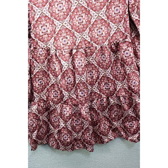 True Craft Geo Print Long Puff Sleeves Dress-Size Small-New w/Tags - Picture 9 of 10